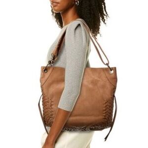 Frye Meadow Cognac Brown Leather Hobo Convertible Crossbody Bag